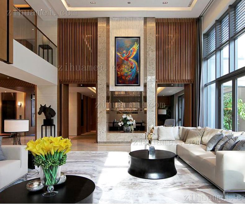 凤凰浴火重生油画实木外框