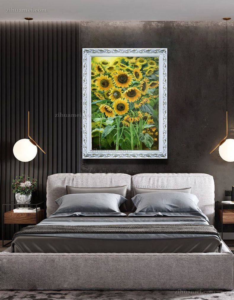 纯手绘花卉向日葵油画
