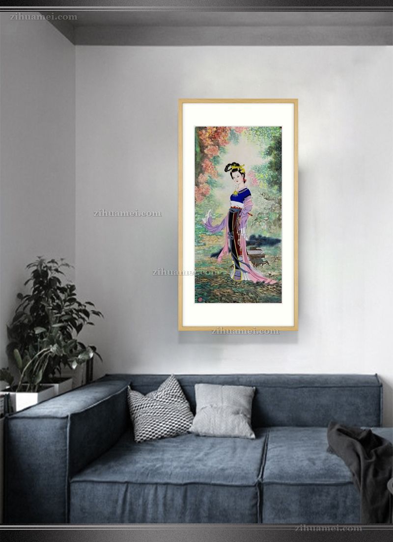 人物国画美女仕女水墨国画