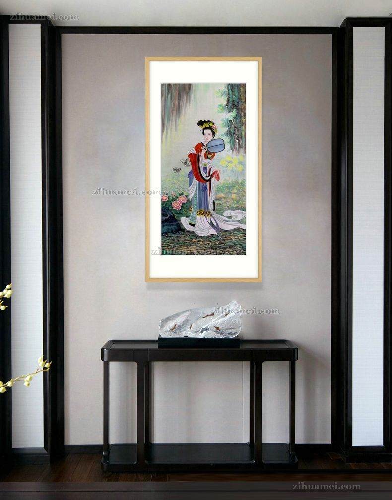 纯手绘仕女美女水墨国画