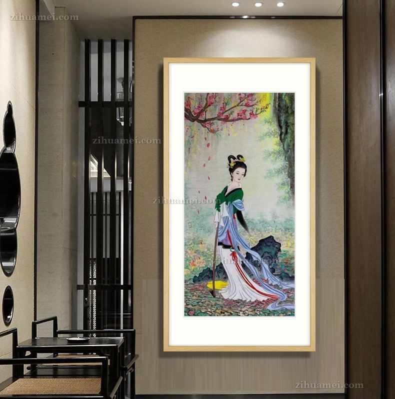 纯手绘仕女美女水墨国画