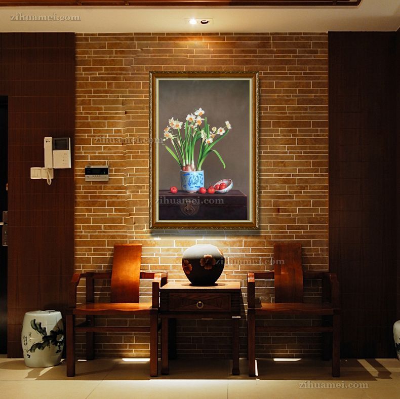 精品写实花卉油画水仙花