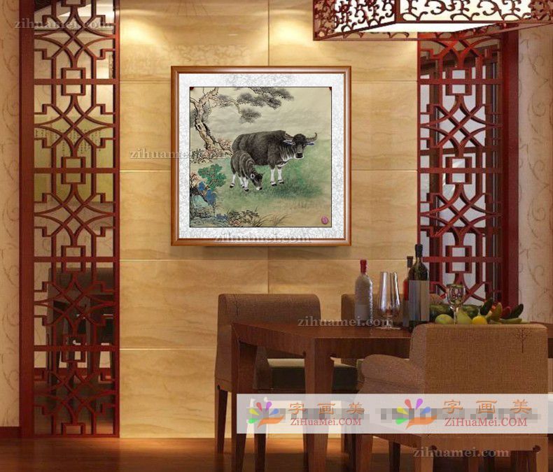 纯手绘动物国画牛写实画