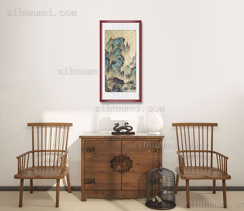 玄关手绘国画山水画