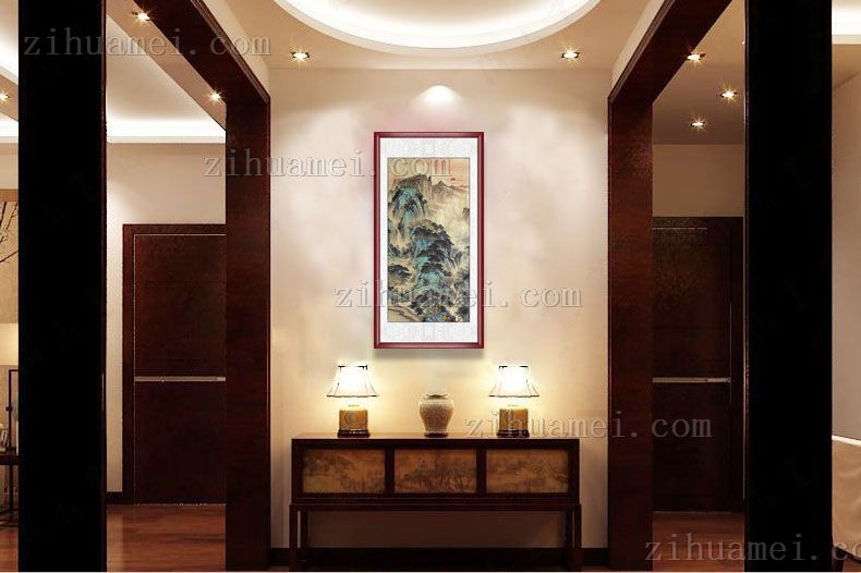 手绘山水风景彩墨国画