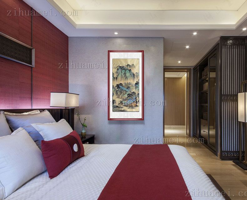 手绘山水风景彩墨国画