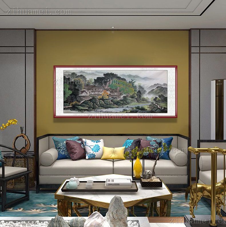 纯手绘国画山水画
