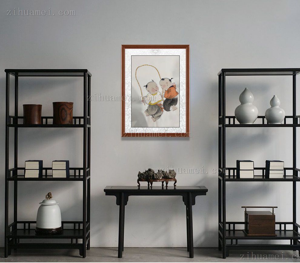 福娃跳绳玩耍图