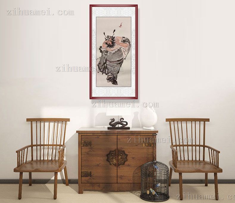 三尺人物画钟馗戏蝙蝠人物国