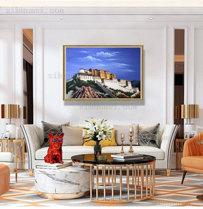 布达拉宫写实风景油画纯手绘
