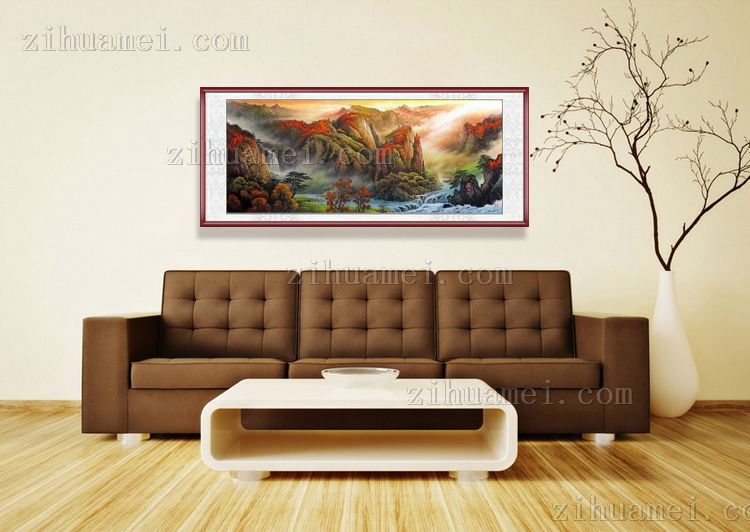 精品小八尺彩墨山水风景国画