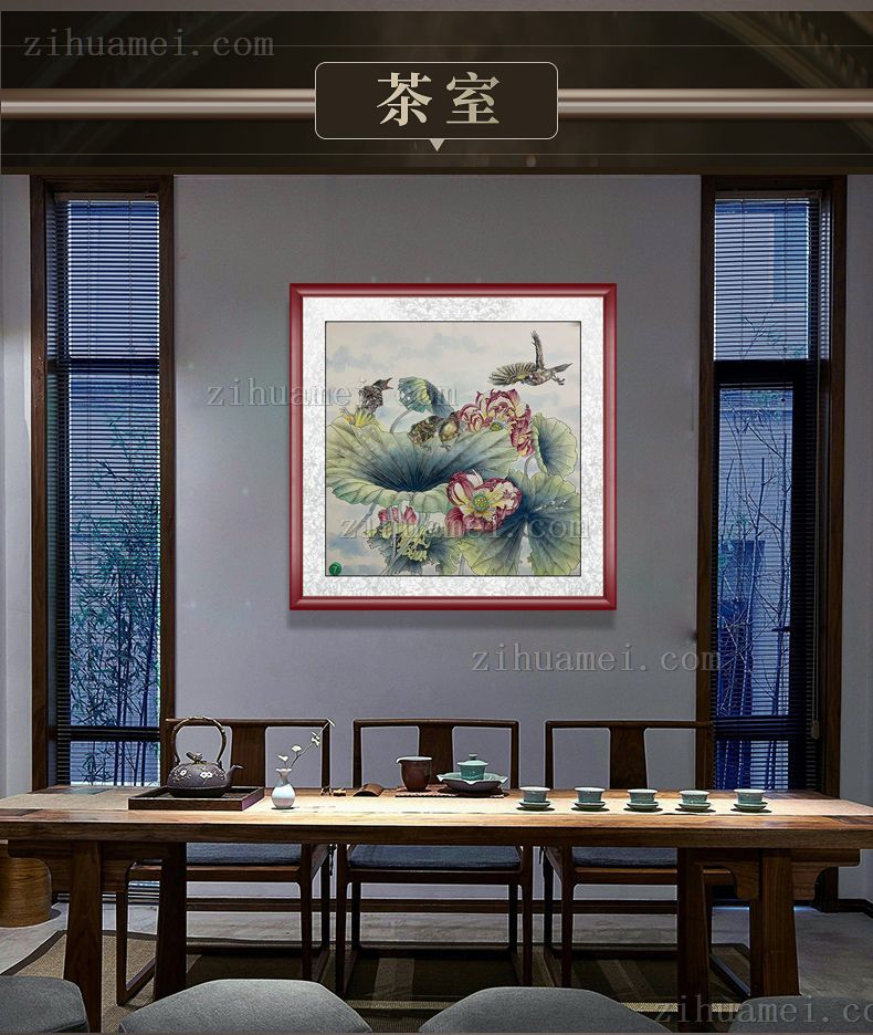 纯手绘四尺斗方花鸟画