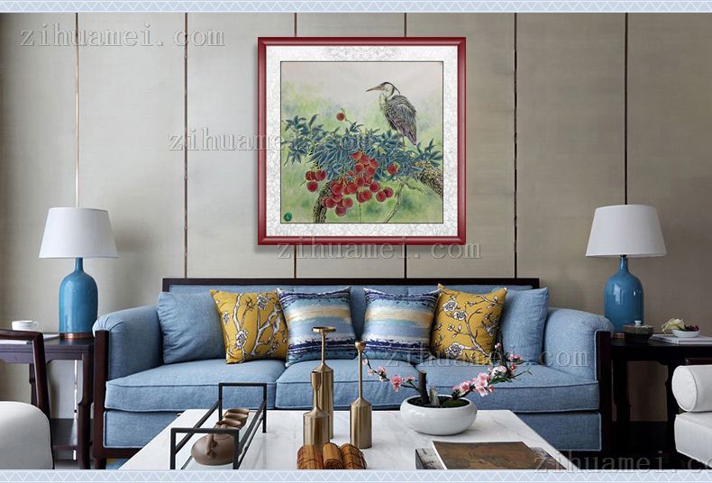 荔枝与鹭精品国画花鸟国画