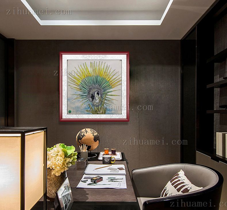 纯手绘四尺斗方花鸟画