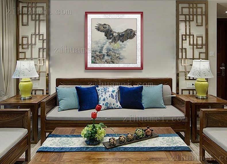 纯手绘四尺斗方花鸟画