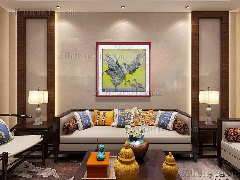 纯手绘四尺斗方花鸟画