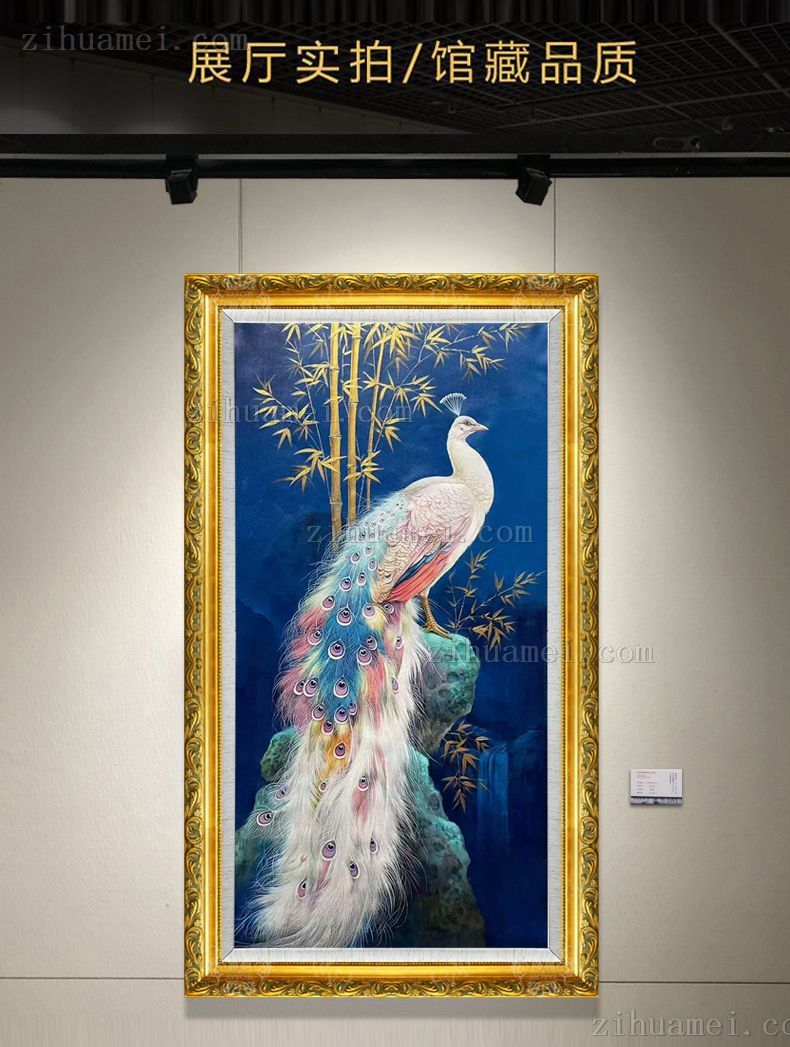 动物手绘油画孔雀图