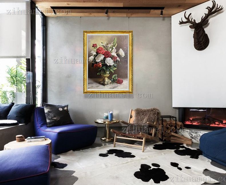 欧式花卉古典油画