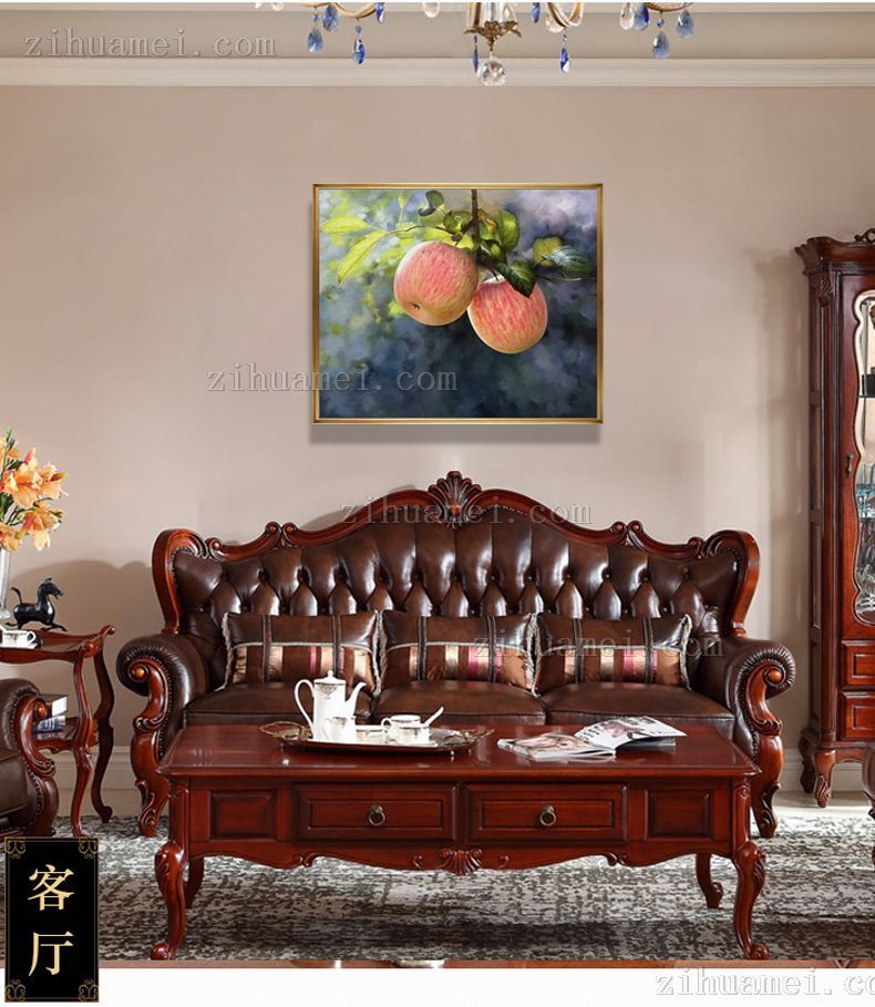 实木外框超写实手绘苹果油画