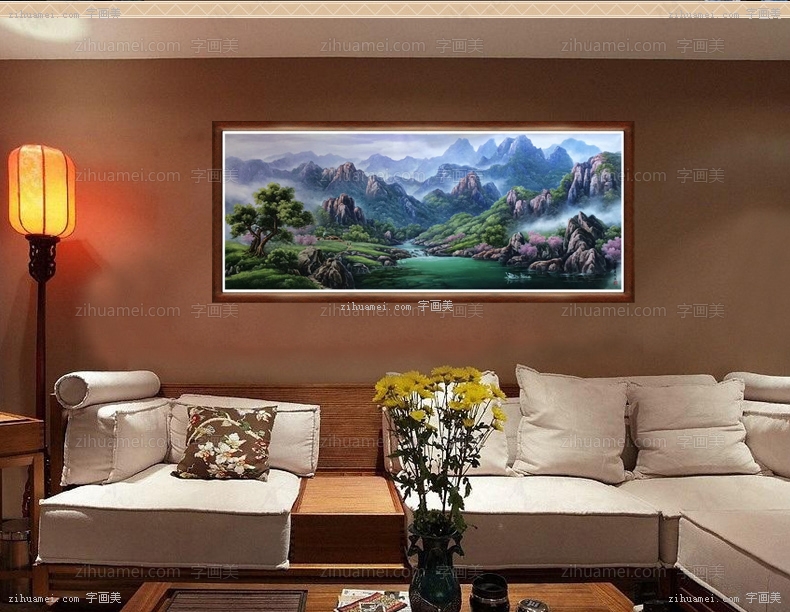 山水油画 雄伟山势 聚宝盆
