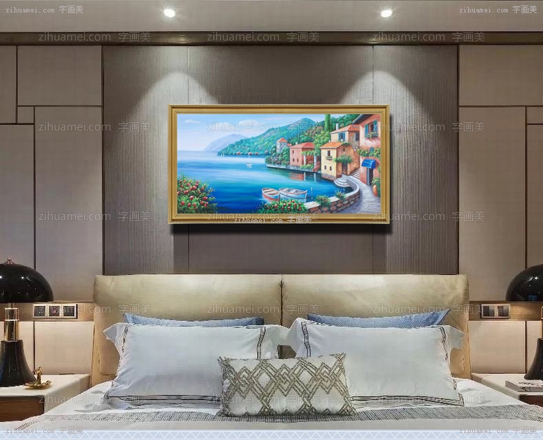 纯手绘欧式地中海风景油画