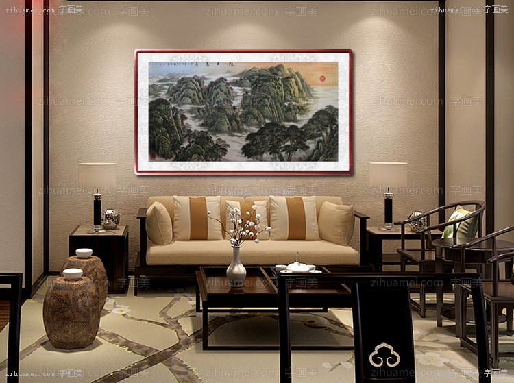 山水国画 旭日东升 泰山