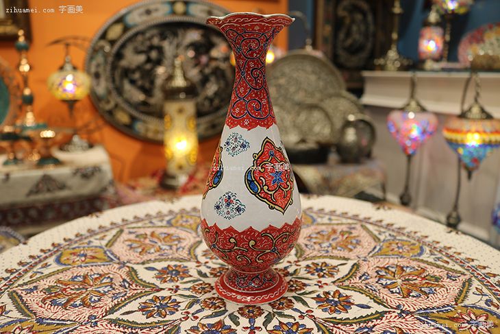伊朗波斯纯手工艺品摆件米娜mina陶瓷酒壶花瓶果盘