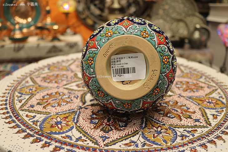 伊朗波斯纯手工艺品米娜mina陶瓷酒壶
