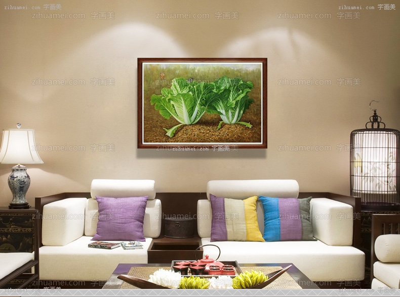 白菜布面手绘油画