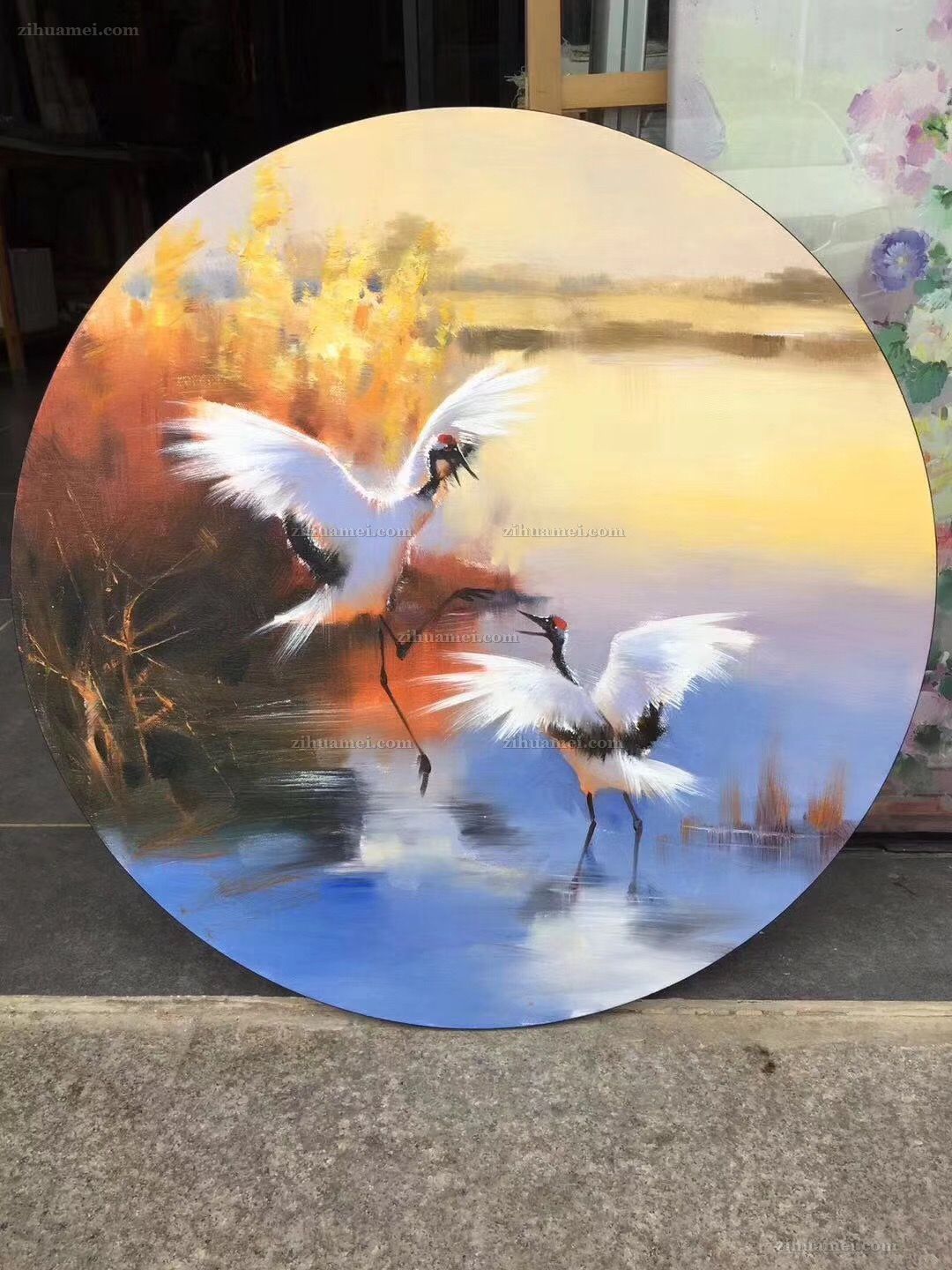 印象油画 丹顶鹤