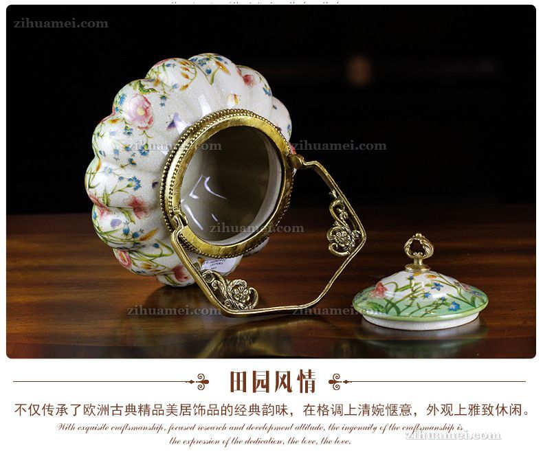陶瓷配铜摆件