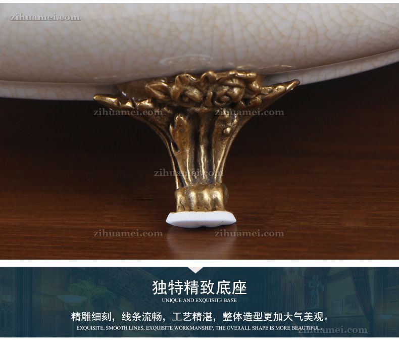 陶瓷配铜摆件