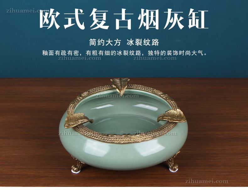 陶瓷配铜摆件