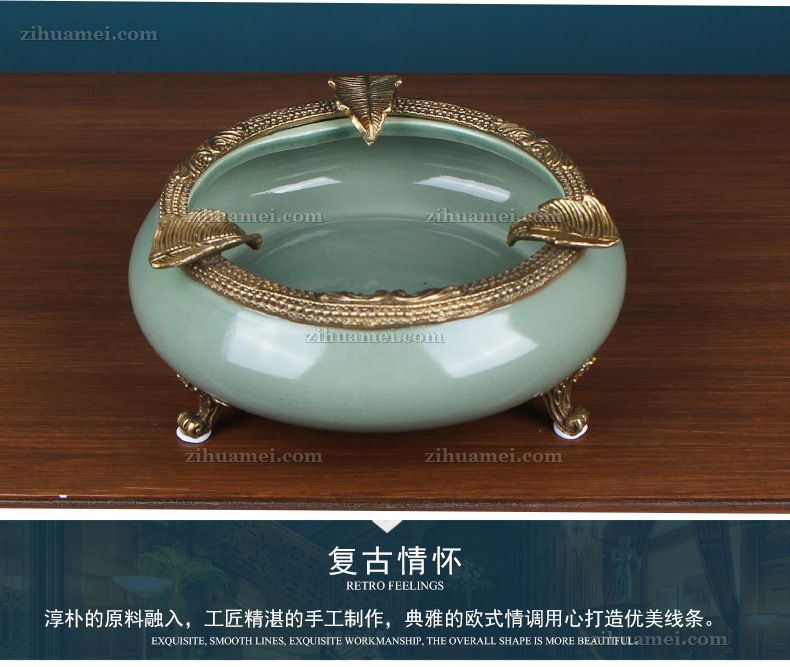 陶瓷配铜摆件