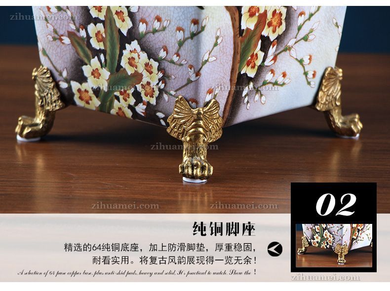 陶瓷配铜摆件