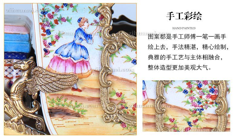 陶瓷配铜摆件