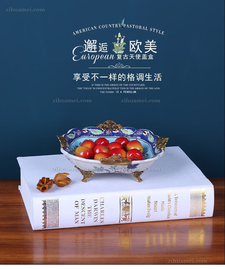 陶瓷配铜摆件