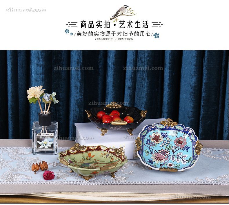 陶瓷配铜摆件