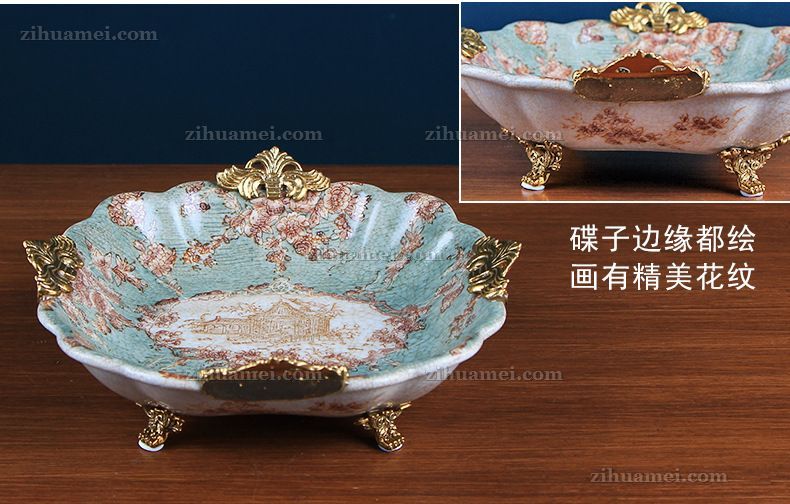 陶瓷配铜摆件