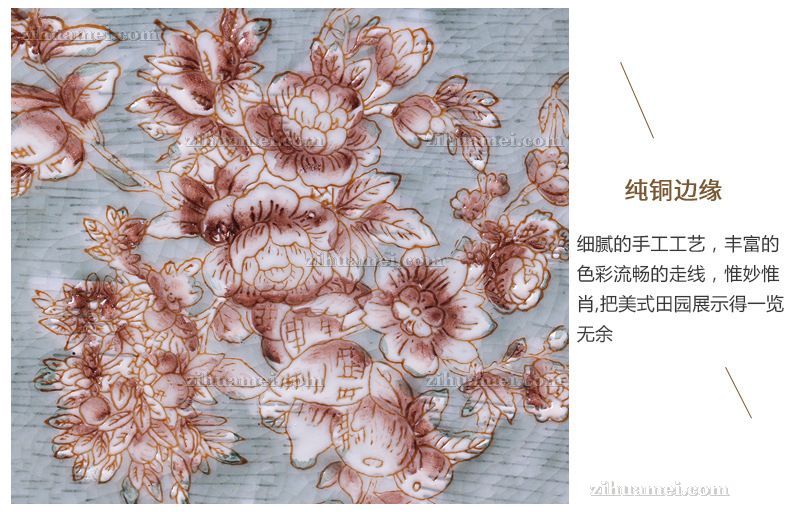 陶瓷配铜摆件