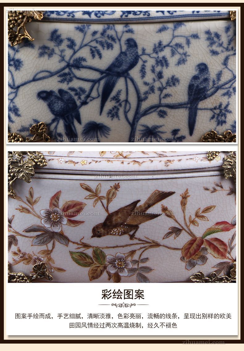 陶瓷配铜摆件