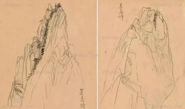 黄山写生·潘天寿··1961 年