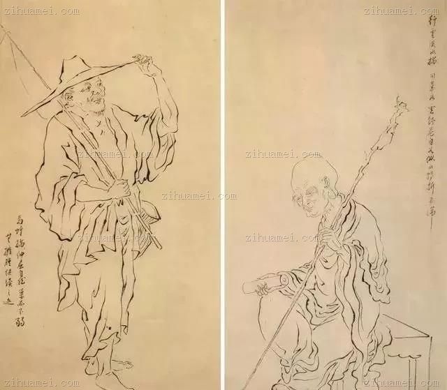 黄羲课徒画稿之“钉头鼠尾描”“高古游丝描