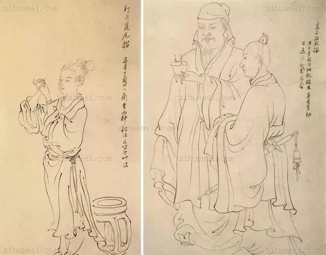 黄羲课徒画稿之“钉头鼠尾描”“高古游丝描